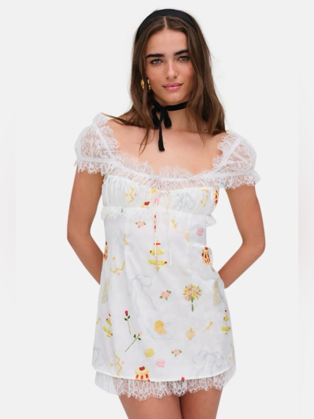 For Love And Lemons JEANNINE MINI DRESS WHITE